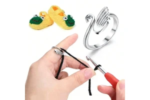 Sewing Thimble Yarn Guide Finger Holder Adjustable Knitting Crochet Loop Tension Ring Thimbles Accesorios Crochet Rings