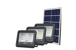 Custom Logo 600 Watts Solar Powered Flood Light IP67 Waterproof 3 Color Temperature Changeable Solar Security Lamp for Street