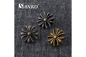 SANKO Oeko-Tex Embossed Zinc Alloy Close-End Nickel-Free Washable Screw Studs Metal Rivet Custom Logo Button For Jeans Fashion
