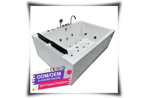 HG Luxury 1.8m 2-Person Whirlpool Massage Bathtub Freestanding Spa Hot Tub with Walk-in Shower Combo