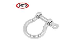 Foyo Brand High Polished 304 Stainless Steel 5mm Forged Bow Shackle with Captive Pin for Boat and Sailboat and Kayak