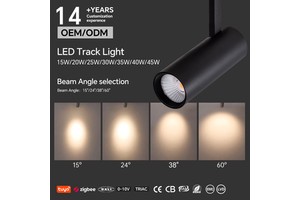 15W~45W Fixed Four Beam Angle LED Track Light High Ra90 Triac Dimmable OEM China Source Manufacturer CE SAA