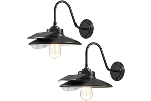 WIN-WIN Solar Barn Light 3 Lighting Modes Motion Sensor Wall Mount Farmhouse Gooseneck Lights for Yard Street Garage Shed Patio