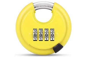 AMBITION 4 Digit Security Combination Lock Disc Padlock with Hardened Steel Shackle Outdoor Combo Lock