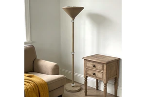 Nordic Style Beige Crackle Finish Gold-Plated Torchiere Standing Lamp 2700K Warm White Elegant Vertical Floor Lamp for Hotel