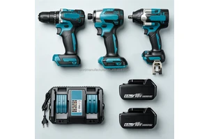 Compatible with MKT 18V Cordless Tool Set 3 Piece with 2 Pack 6.0Ah Li ion Battery and Dual Port Charger for Jobsite