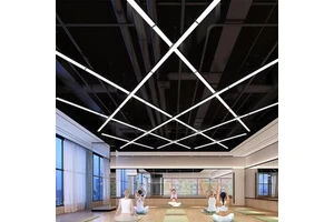 Acrylic LED Line Light Bar Rectangular Linear Hanging Pendant Ceiling For Office Supermarkets Gym With Middle Lamp Size