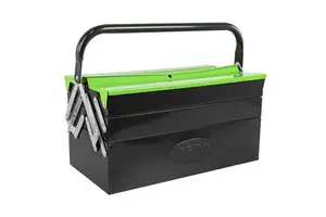 Folding tool box with 5 compartments