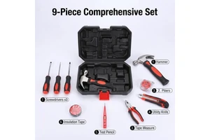 Professional 9 Piece Basic Home Hardware Tool Kit for Emergency Repair and Maintenance