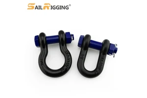 Heavy Duty 2 1/2 Bow Shackle 55t WLL Powder Coated Lifting Bolt Type G2130 Drop Forged Anchor Shackle