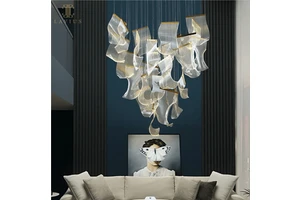 Custom Modern Indoor Decoration Project Luxury Hotel Villa Pendant Light Tassel Living Room Ceiling Led Chandelier