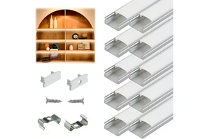 LED Aluminum Profile Channel Kit U-Shape V-Shape With Diffuser for Under Cabinet Shelf Bookshelf Kitchen Linear Light
