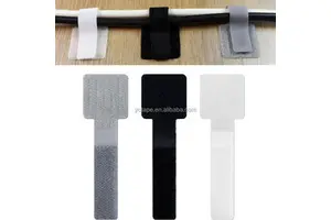 T Head Shape Reusable Self-adhesive Cable Ties Size 30mm*90mm White Hook And Loop Buckle Tape