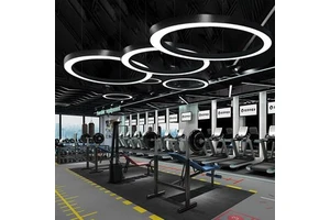 Commercial Small Square LED Pendant Lights With Aluminum Profile Round Hanging Ceiling Lamp For Gym And Office Lighting