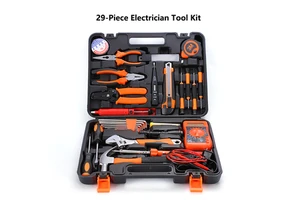 29-Piece Professional Electrician Tool Kit with Digital Multimeter & Soldering Iron, Complete Electrical Repair Tool Set