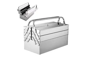 Metal tool box Robust Quality with Strong Handles Folding Cantilever Storage Tool Box Handle tool box
