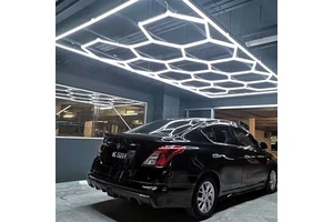 Dimmable 14 Grid Ceiling LED Garage Light Honeycomb Hexagonal Design for Car Detailing Workshop Aluminum for Car Wash Garages