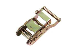 1.5 Inch 4400lbs Alloy Steel Galvanized E-Coated Surface Rubber Handle Ratchet Buckle for Cargo Lashing Strap Tie Down