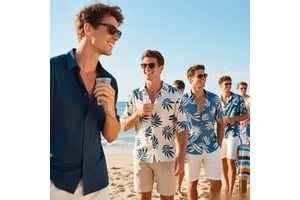 Men's Hawaiian Matching Set Summer Beach 2 Piece Outfits Flower Button Down Shirts And Shorts Vacation Outfits Shirts Suits