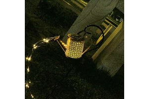 Outdoor Waterproof Solar Ground Plug Light Iron Art Kettle Shower Head Garden Courtyard Decoration Lamp