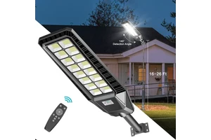 Smart Solar Street Light 1600W Super Bright with Remote Motion Sensor Dusk to Dawn for Parking Lot Lighting