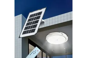 Indoor Solar Ceiling Light with Remote Control Solar Barn Light for Shed Porch Patio Garage