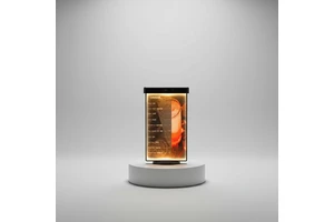 Triangular Rotating Desktop Illuminated LED Full Color Menu Light Box Backlit Acrylic Frame Water Resistant Dustproof Desk Light