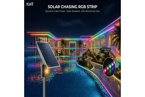 KHT Solar Chasing RGB Strip LED Light 50M 100M IP67 Waterproof Integrated Solar System Extra Long Poolside Backlight For Resort