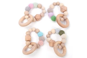 Custom Personalized New Gift Ring Hamster Sheep Fruit Mushroom Bunny Fox Wood Toys Rubber Silicone Teethers For Babys Wooden