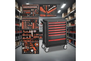 Heavy Duty Rolling Tool Cart with Tools EVA Foam Garage Tool Kits Hand Operated Tool Set Garage Workshop Professional Drawer