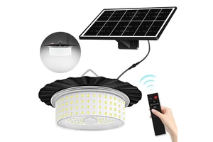 Solar Pendant Light 244led 5 Modes IP65 Waterproof Shed Lamp Motion Sensor Indoor Outdoor Lighting