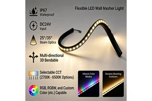 Silicone LED Wall Washer Light Flex 3D Bendable Ribbon Bridge Facade Decoration Outdoor Waterproof IP67 ETL CE UKCA RoHS