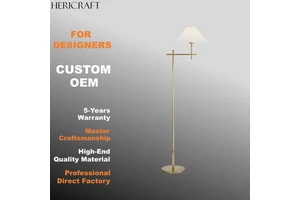 Minimalist Metal Floor Lamp in Hand-Rubbed Antique Brass Modern Luxury for Home Office Hotel UL Standard