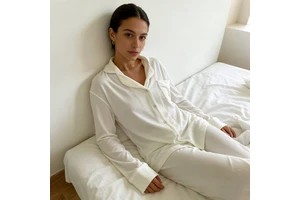 Manufacturer Custom Women Ribbed Modal Pajamas Set Button Down Long Sleeve Soft Lounge Sleepwear OEM Private Label