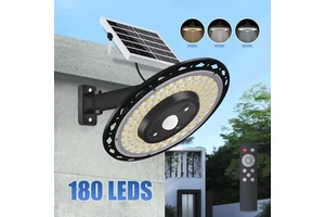 180 LEDs5 Modes IP65 LED Solar Wall Lights Indoor Outdoor Motion Sensor Shed Light with Remote for Barn Gazebo Yard Garage
