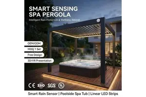 Smart Motorized Louvered Pergola Automatic Rain Sensor Hurricane-Ready Balcony Backyard Patio Gazebo Premium 40-Year Warranty
