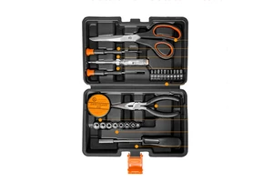26 Pcs Electrician Tools Box Power Tools Kit Hand Set Tool Case Cordless Li-Ion Drill with Multimeter