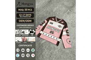 Custom Jersey Streetwear Ice Hockey Jersey Polyester Long Sleeves Quick Dry Retro Sporty Y2K Aesthetic Sublimation Uniform