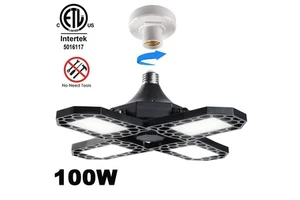 Factory ETL LED Garage Light Foldable Deformable Garage Ceiling Light Super Bright 4 Panel Garage Led Light Ceiling Adjustable