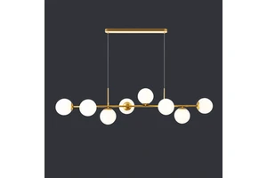 Nordic Minimalist Style Horizontal Iron Glass Pendant Light with Glass Bubble LED Warm White for Dining Room