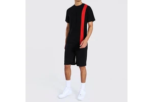 2026 Custom Logo Summer Unisex Tracksuit Shoulder Tshirt Sleeve Shirt Shorts Sets Casual Streetwear 2-Piece Suit Windproof