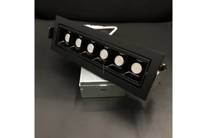 ETL Black Adjustable LED Lamp Head Linear Spotlight 6 Heads 2*6W Grille Baffle Trim Recessed Installation 30D Beam Angle 3CCT