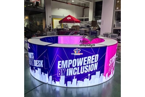 New Arrival Event Display Podium Light Eye Catching Trade Show Promotion Tables Exhibition Reception Counter Led Retail Counters