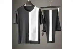 OSTROWEARS ENTERPRISES Summer New Men's Casual Training Suit Fashion Streetwear Short Sleeve T-Shirts & Trousers Outerwear Sets