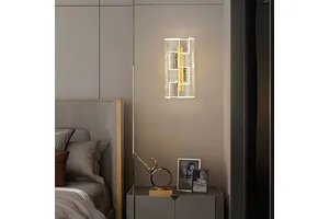 Nordic Modern Bedroom Bedside Wall Lamp Remote Control Popular Fashion Acrylic Horizontal Line Living Room Hallway LED Wall Lamp