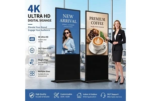 OEM/ODM Inch 4K UHD Touch Screen Digital Signage, Floor Standing Totem with Cloud CMS Remote Playback, OEM Custom Logo