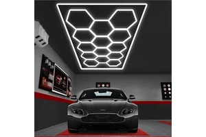 Portable 220V LED Hexagonal Honeycomb Ceiling Light Multiple Selection Car Detailing Working Light for Workshop Car Wash Garages