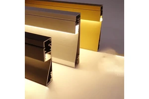 Aluminum Alloy and Stainless Steel Surface Mounted Baseboard Lamp with LED Strip and Embedded Groove