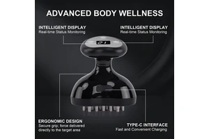 EMS Hand Held Meridian Brush Microcurrent Heating Vibration LED Body Massager Lymphatic Drainage Cellulite Removal Slimming