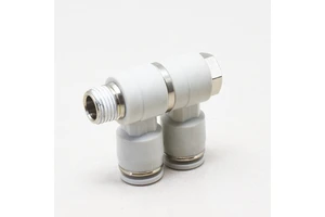 4 6 8 10 12mm Plated F Type 90 Degree PHW Series Double Universal Male Elbow Three-Way Rotary Pneumatic Fitting Connector